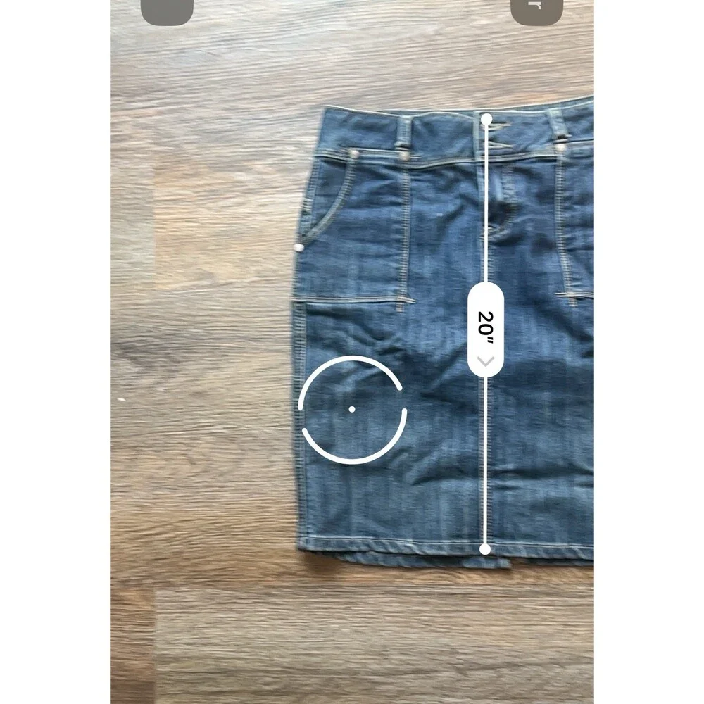 Vintage Baccini Stretch Denim Knee Length Skirt Sz 6 Dark Wash Back Buckle - Picture 11 of 11